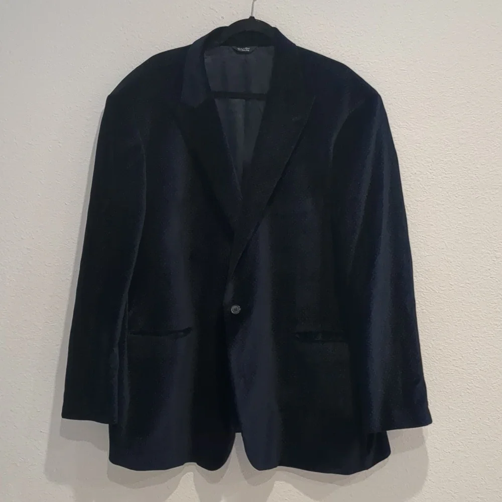Paul Frederick Navy Blue Velvet Blazer Size XLarge